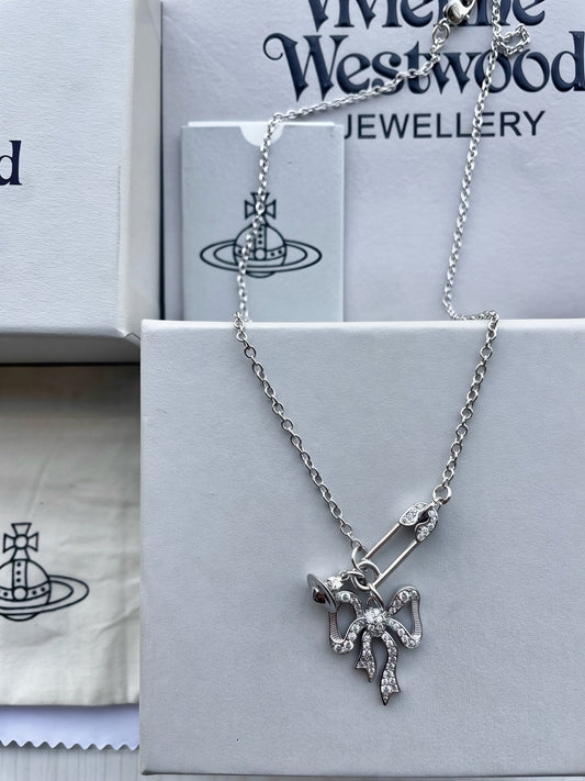 Vivienne Westwood Rhinestone Safety Pin Clavicle Chain