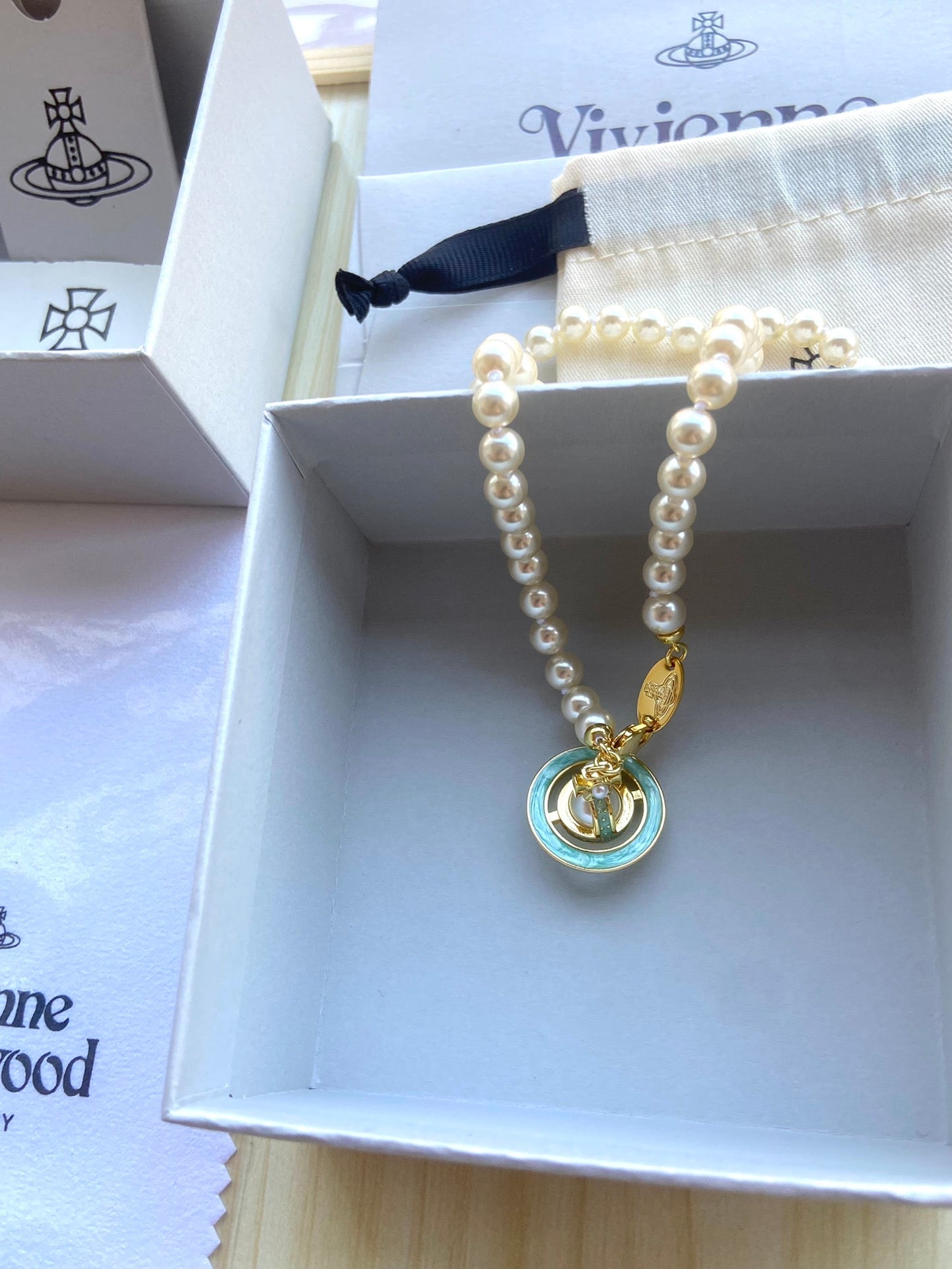 Vivienne Westwood Crystal Ball & Pearl Necklace