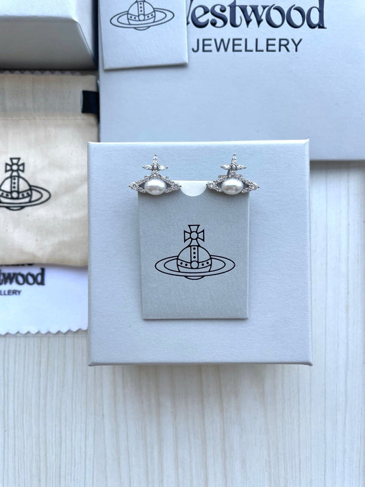 Vivienne Westwood Pearl & Rhinestone Stud Earrings