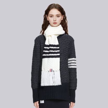 Couple knitted cable sweater scarf THOM TREND