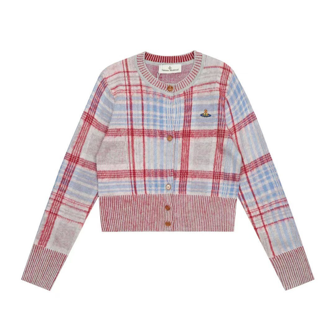 Vivienne Westwood Plaid Cotton-Wool Cardigan