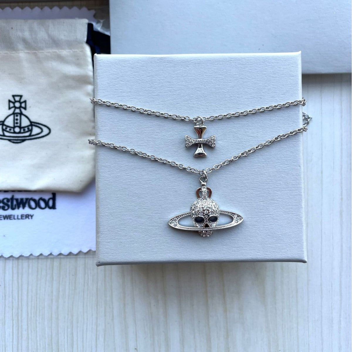 Vivienne Westwood Double-Layer Skull & Cross Necklace