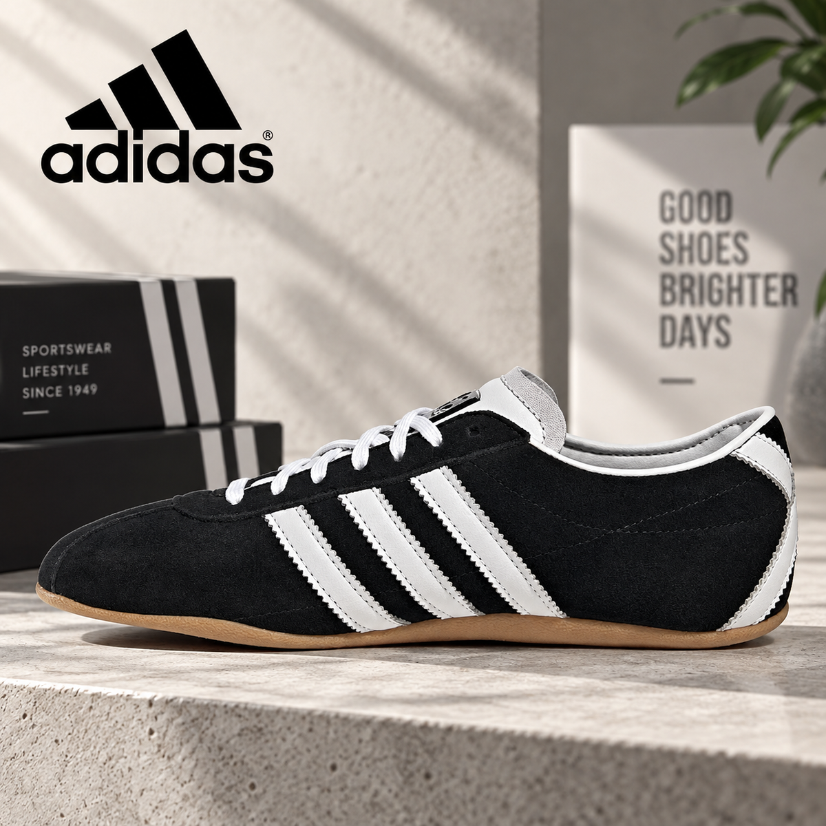 adidas Tokyo Black & White Low-Profile Sneakers