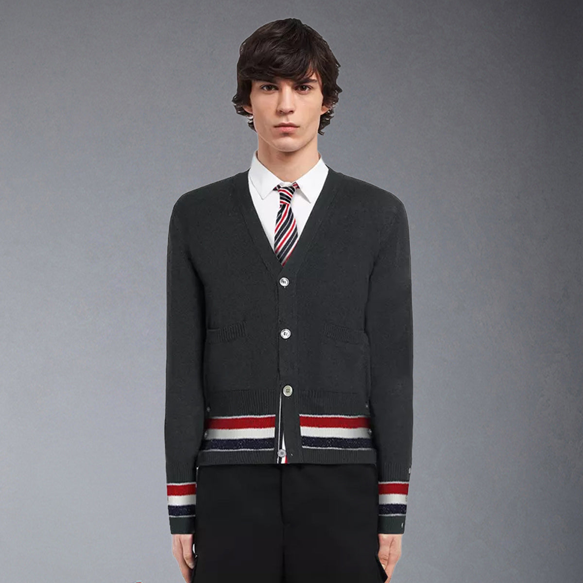 Thom Browne  4-Bar Thick knitted jacket