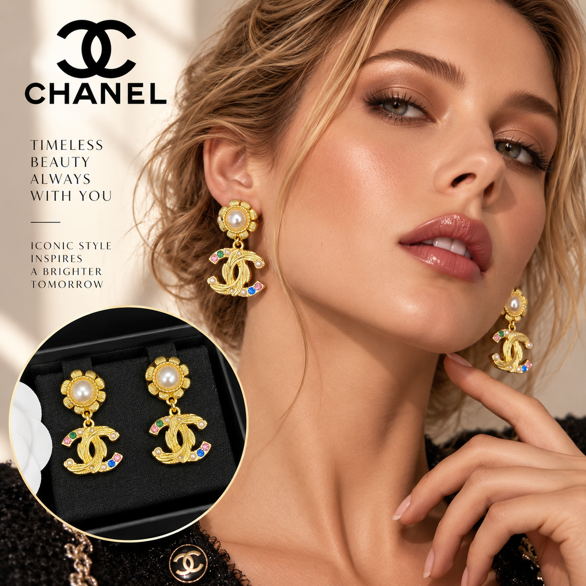 CHANEL Pearl Double C Vintage Pendant Necklace