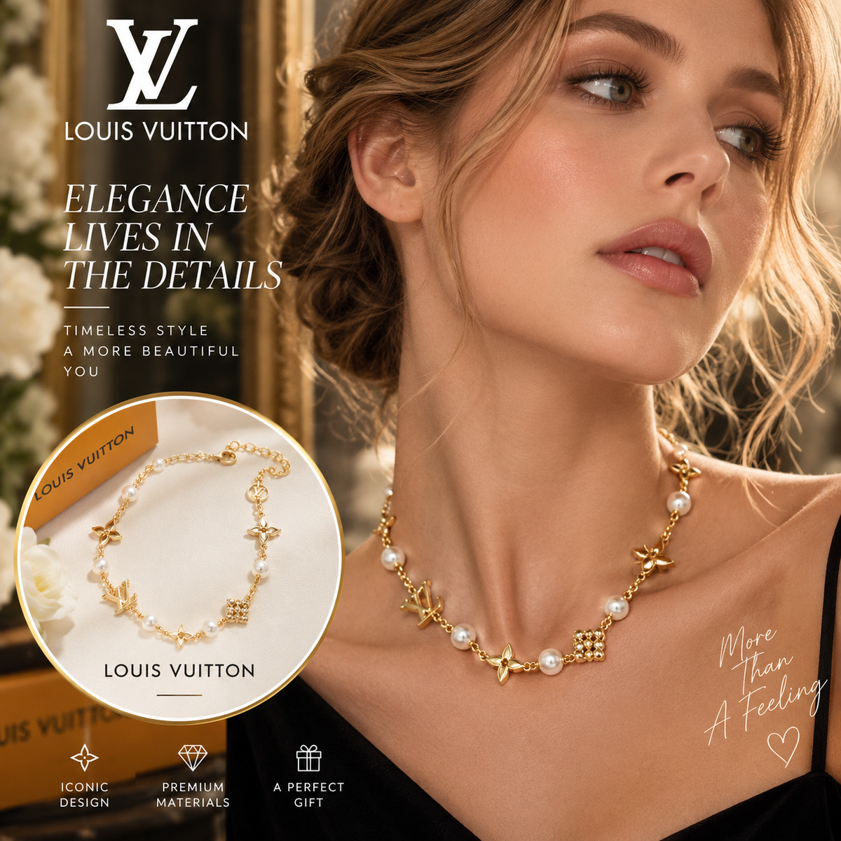 LOUIS VUITTON Vintage Pearl Chain Necklace | Fashion Jewelry