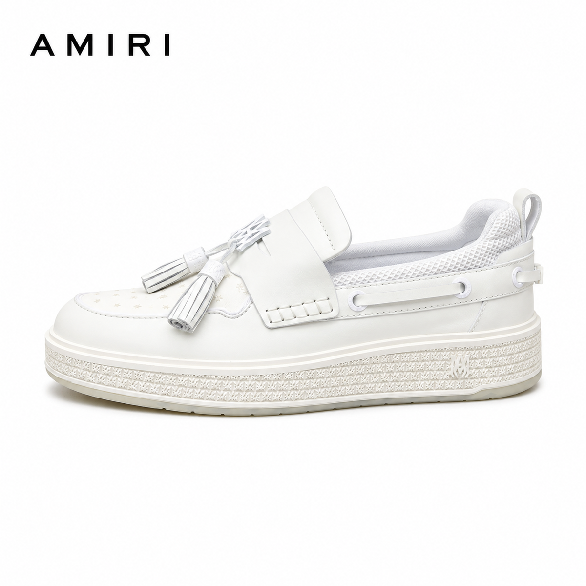 Amiri MA Tassel Loafer — All-White Perforated Leather, Sneaker Sole