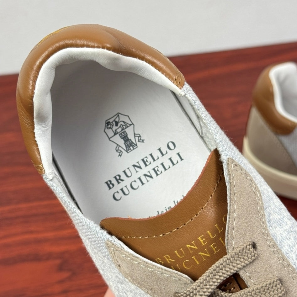 Brunello Cucinelli Textured Contrast-Panel Sneakers