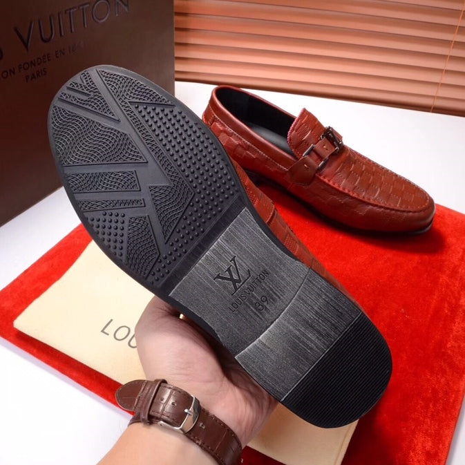 LV Textured Double-Buckle Loafers