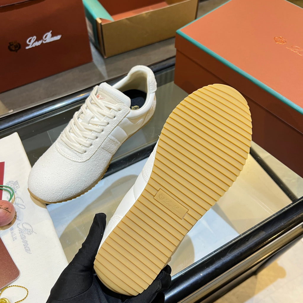 Loro Piana White, Black & Brown Sneakers | Breathable Casual Style