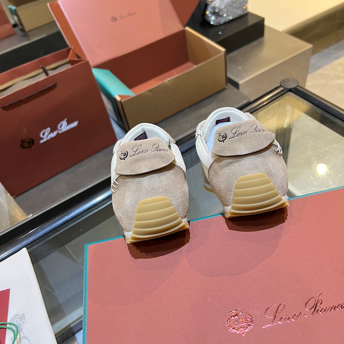 Loro Piana Khaki, White & Brown Sneakers | Breathable Casual Style