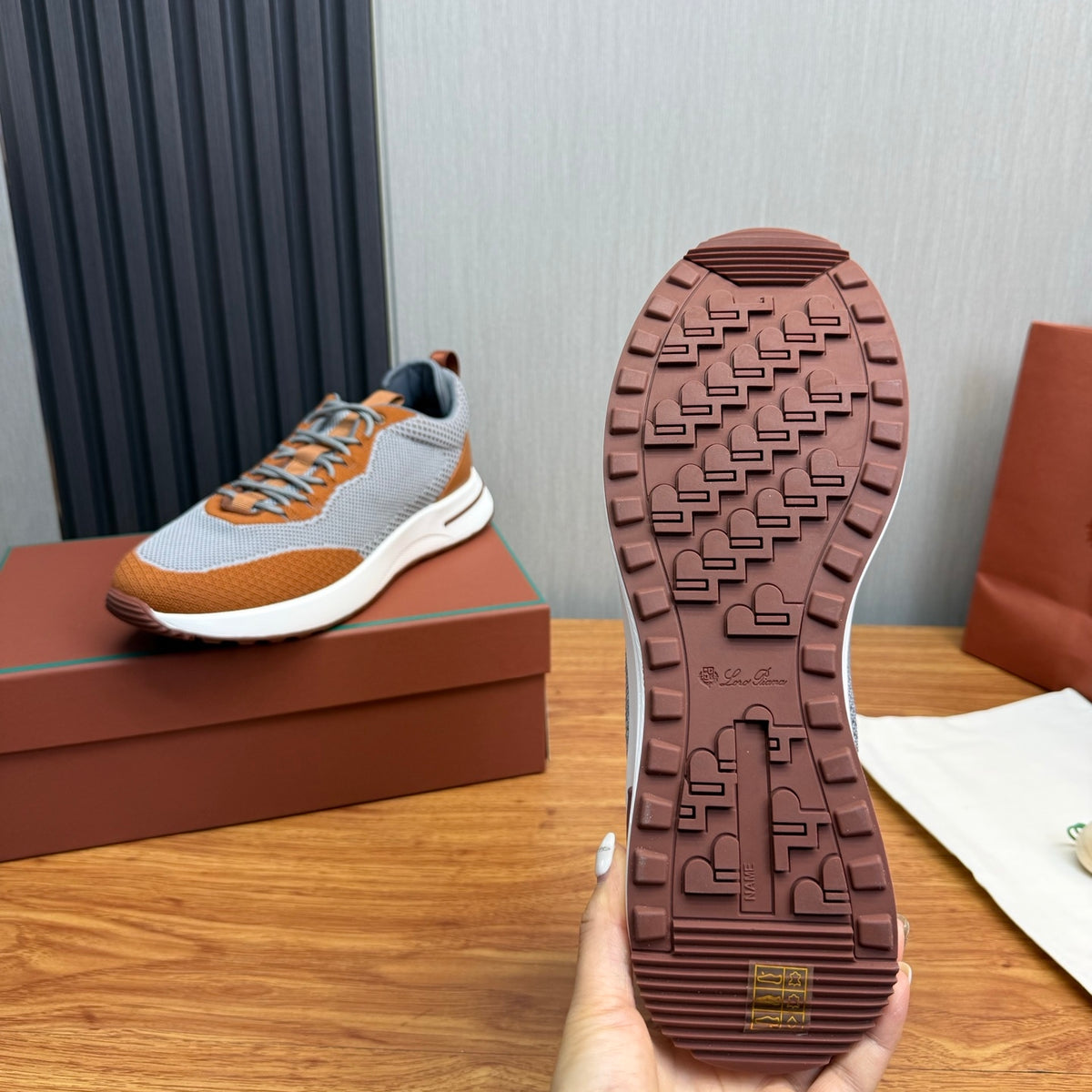 Loro Piana Brown, Yellow & Gray Sneakers | Breathable Casual Style