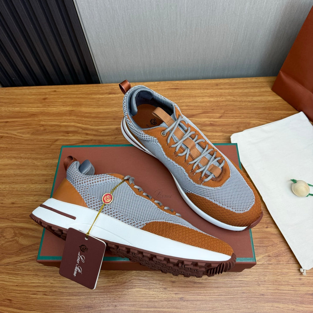 Loro Piana Brown, Yellow & Gray Sneakers | Breathable Casual Style