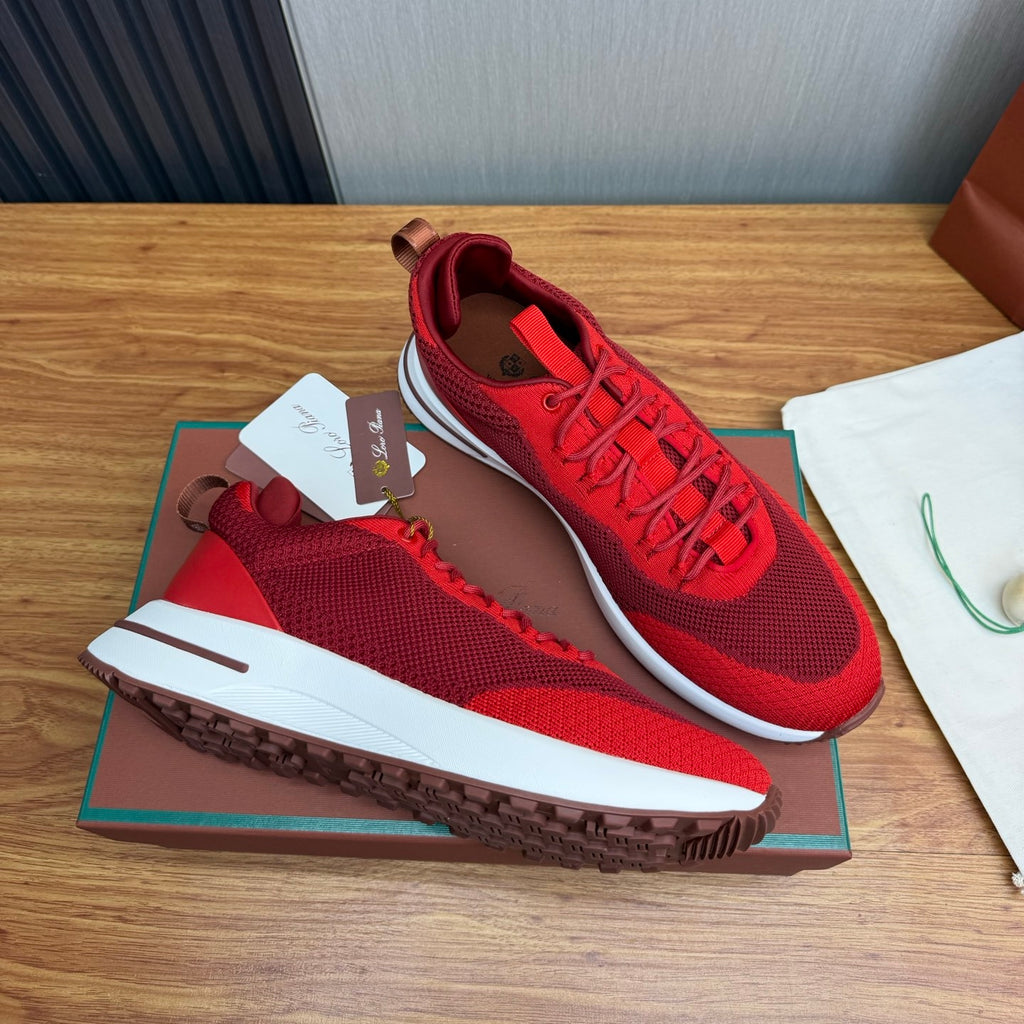 Loro Piana Red, Gray & Black Sneakers | Breathable Casual Style