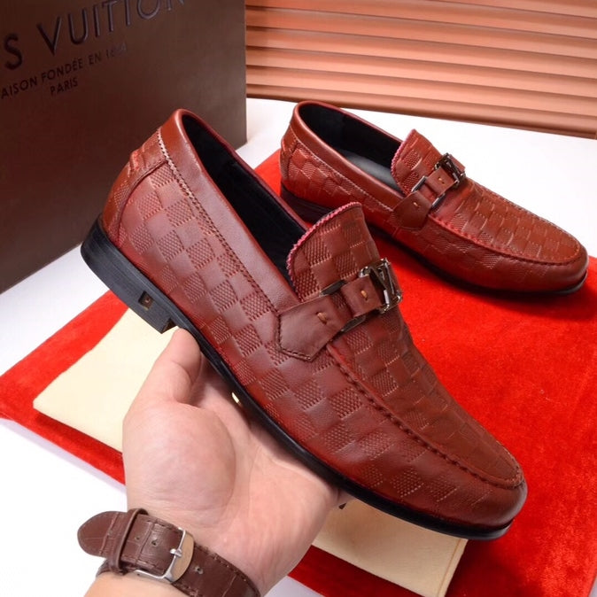 LV Textured Double-Buckle Loafers
