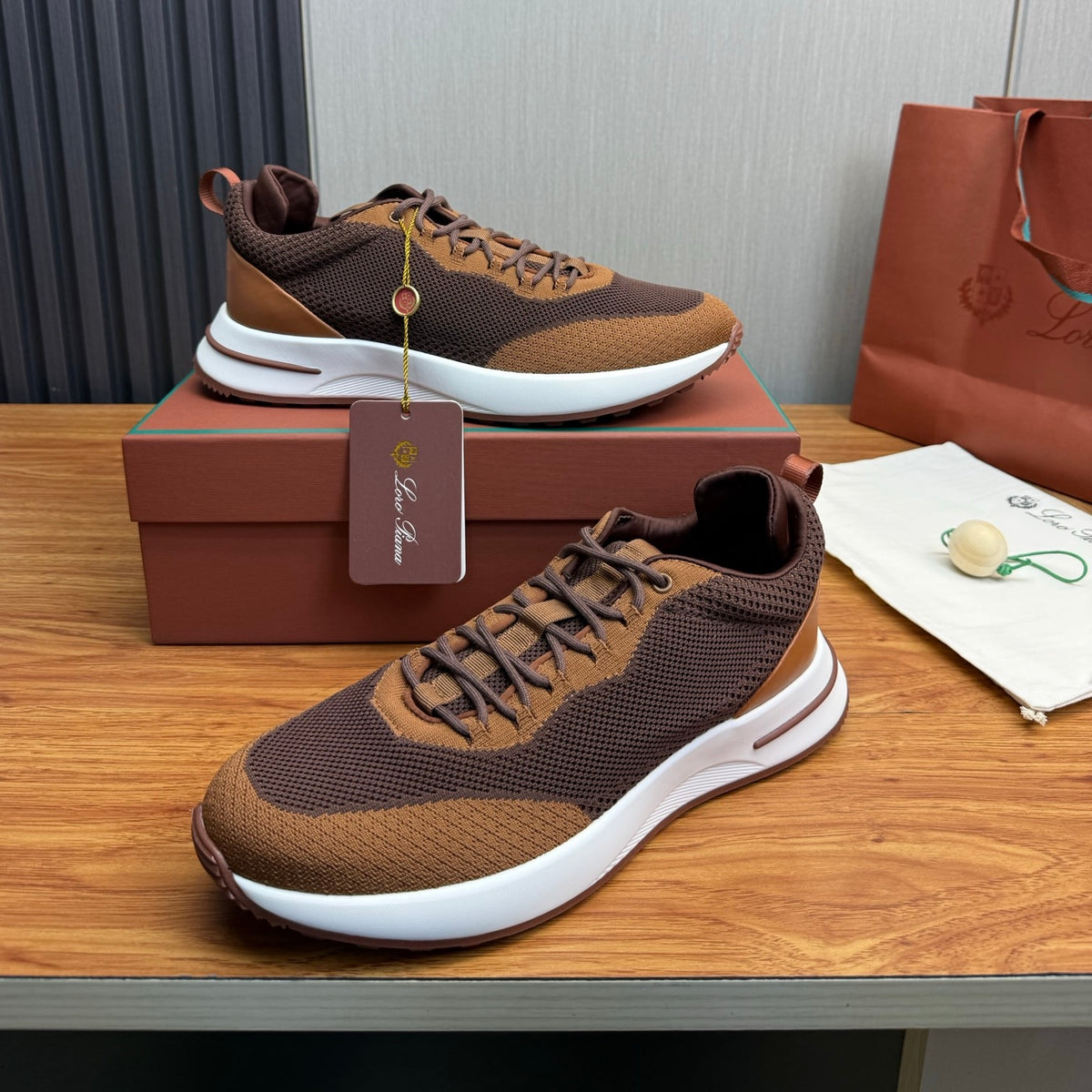 Loro Piana Brown & Black Sneakers | Breathable Casual Style