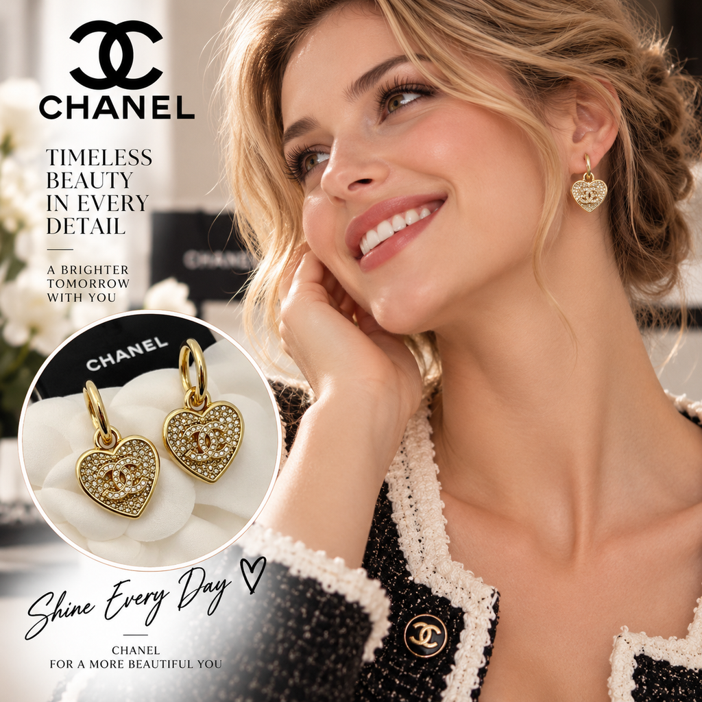 CHANEL Crystal Double-C Heart Necklace - Refined Pendant