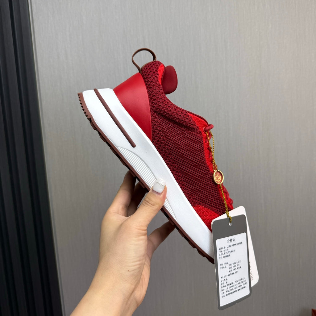Loro Piana Red, Gray & Black Sneakers | Breathable Casual Style