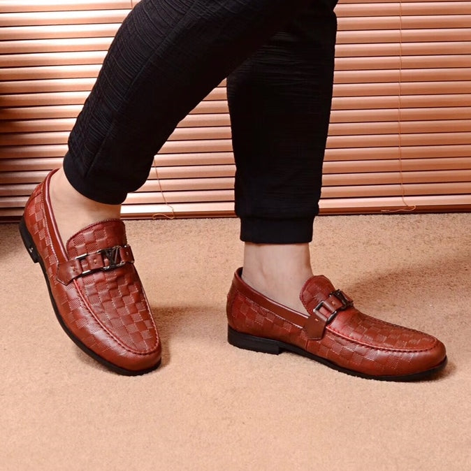 LV Textured Double-Buckle Loafers