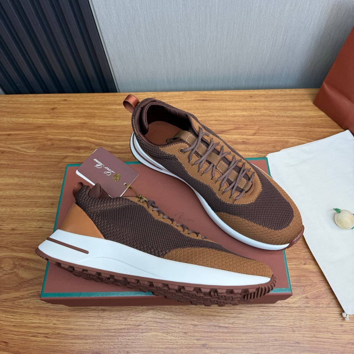 Loro Piana Brown & Black Sneakers | Breathable Casual Style