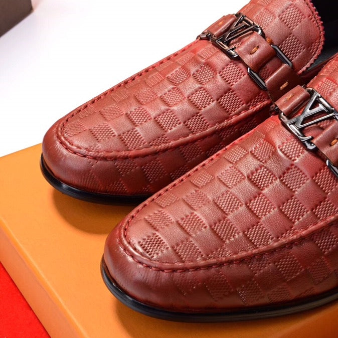 LV Textured Double-Buckle Loafers