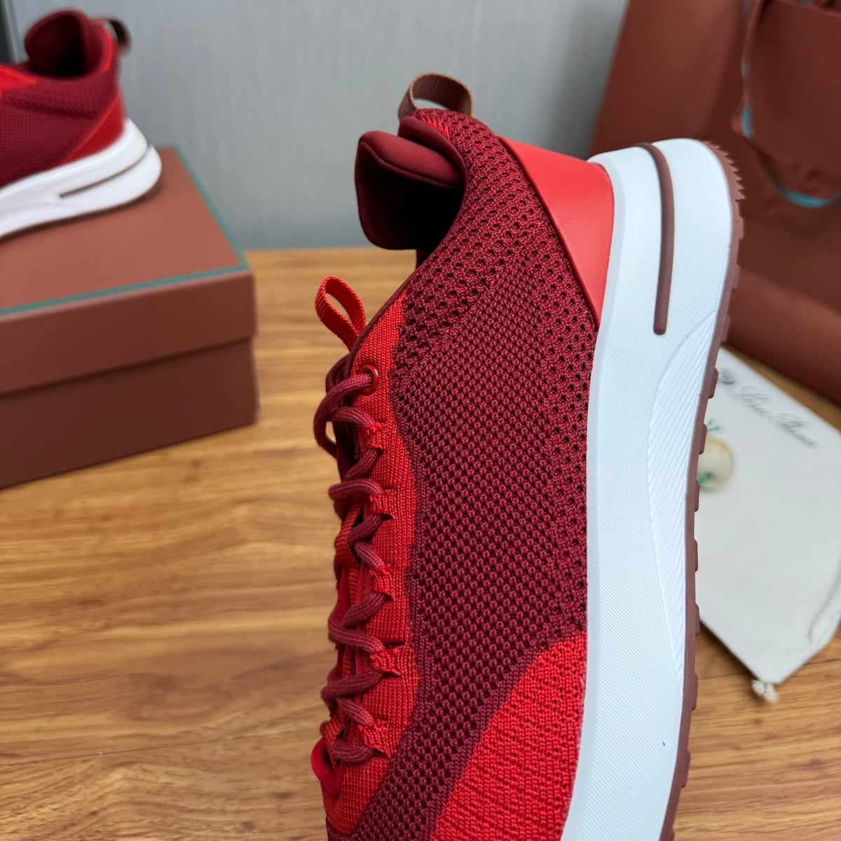 Loro Piana Red, Gray & Black Sneakers | Breathable Casual Style
