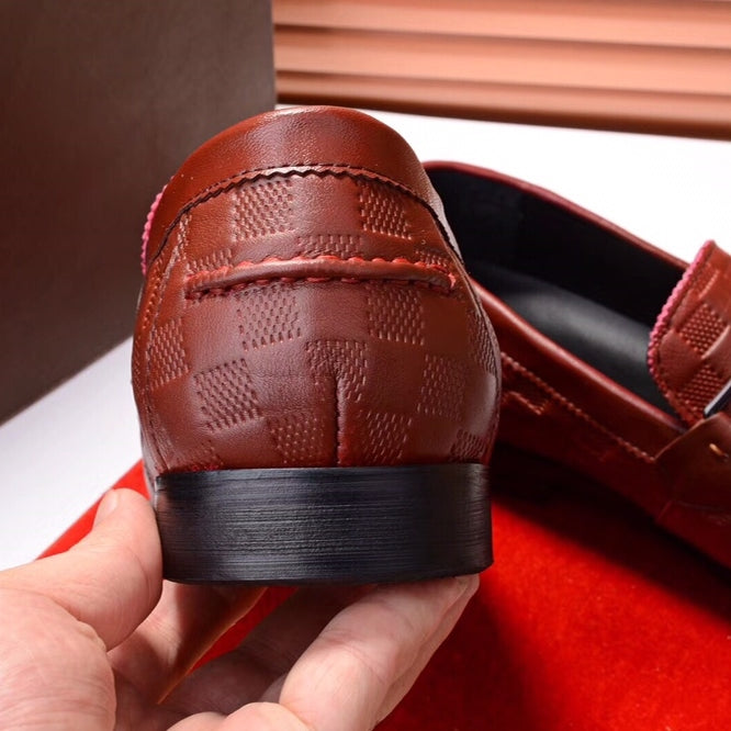 LV Textured Double-Buckle Loafers