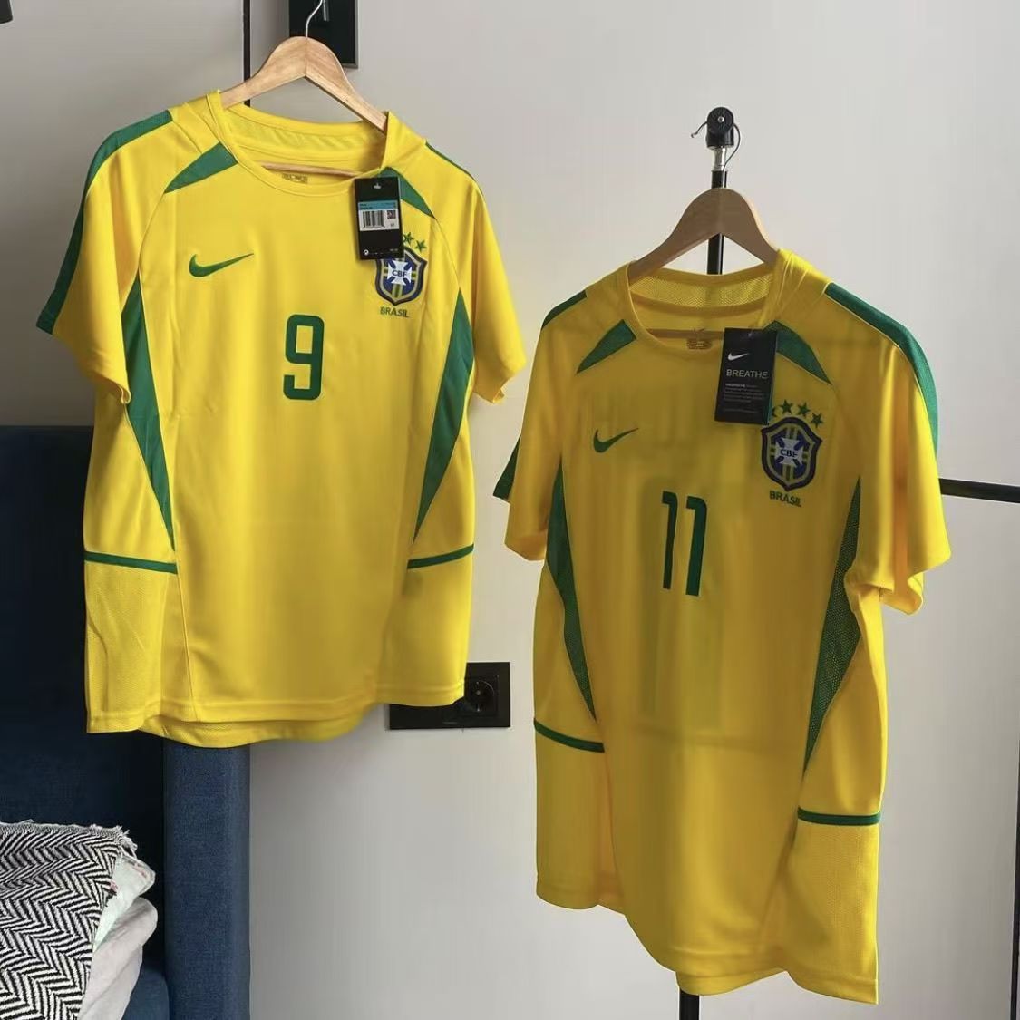 Nike Brazil 2002 Home Ronaldo #9 Soccer Jersey