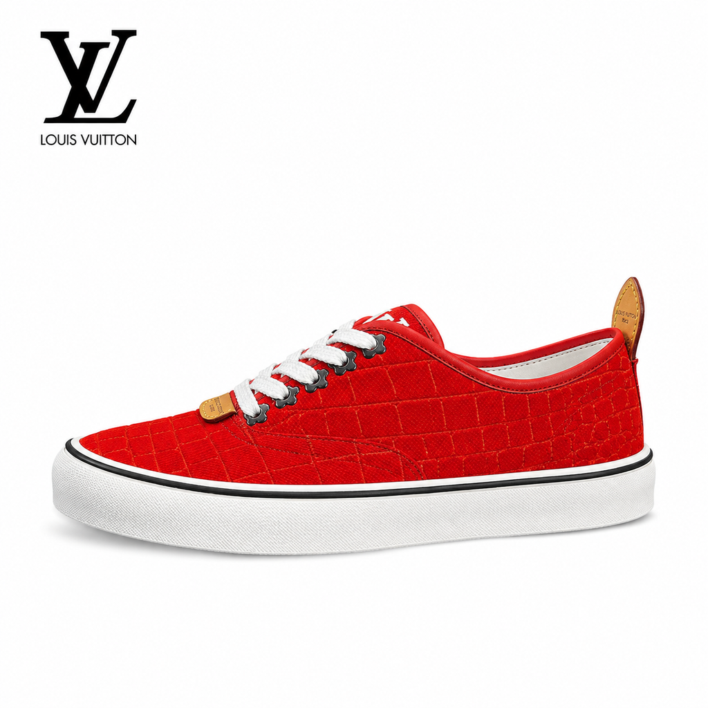 LV Textured Low-Top Casual Sneakers