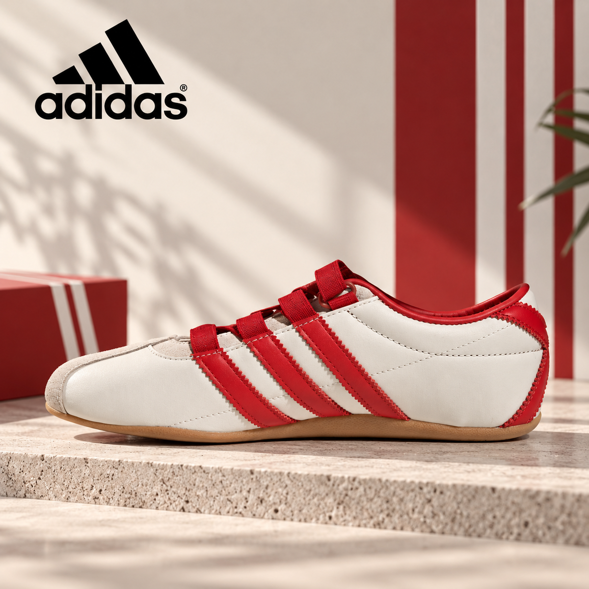adidas Tokyo White & Red Low-Profile Sneakers