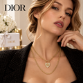 DIOR Gold-Tone Layered Heart Pendant Necklace