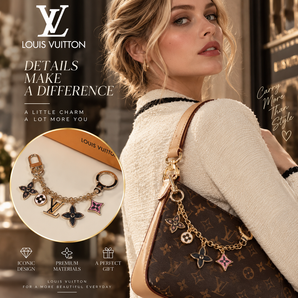LOUIS VUITTON Canvas Flower Bag Charm | Keychain Accessory