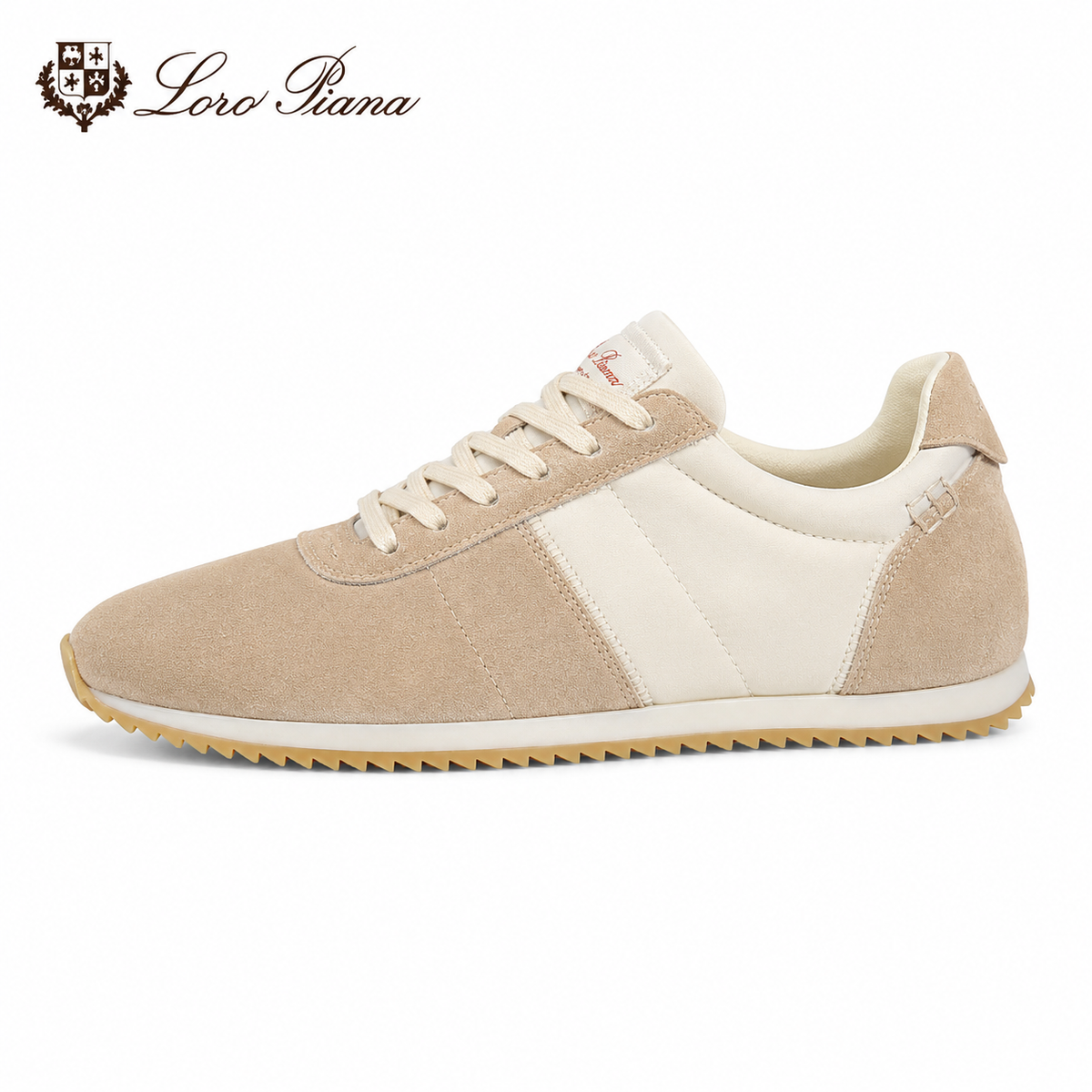 Loro Piana Khaki, White & Brown Sneakers | Breathable Casual Style
