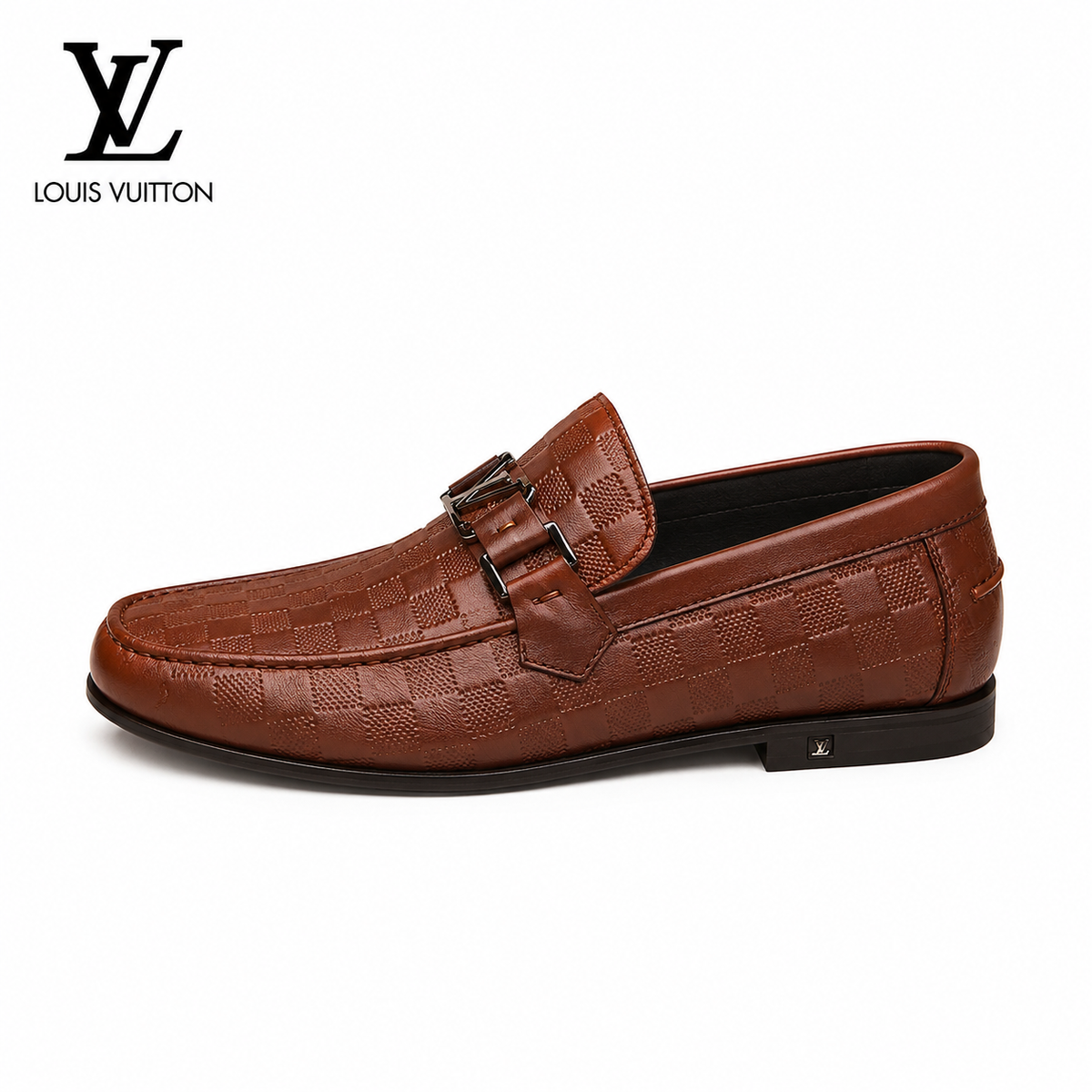 LV Textured Double-Buckle Loafers