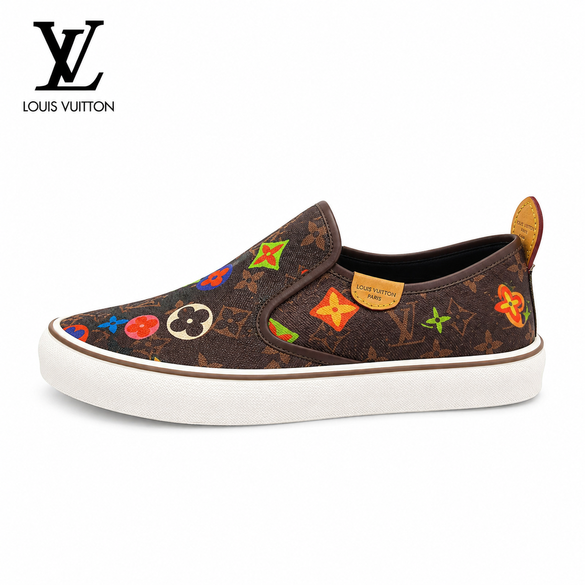 LV Patterned Canvas-Style Slip-On Sneakers