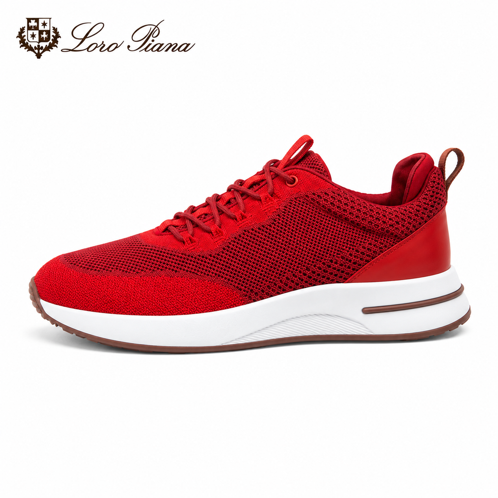 Loro Piana Red, Gray & Black Sneakers | Breathable Casual Style