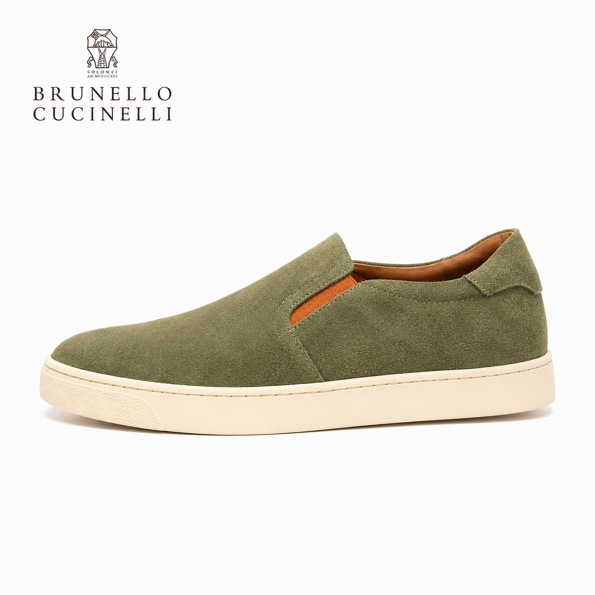 Brunello Cucinelli Men's Suede-Textured Leather Slip-On Sneakers