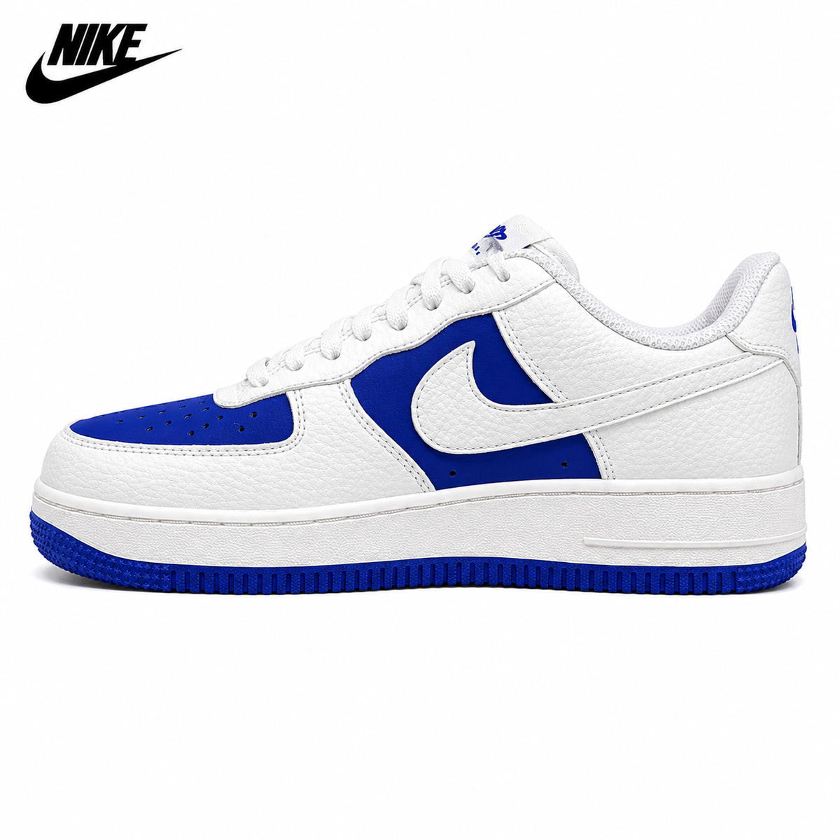 NIKE White & Royal Blue Low-Top Sneakers