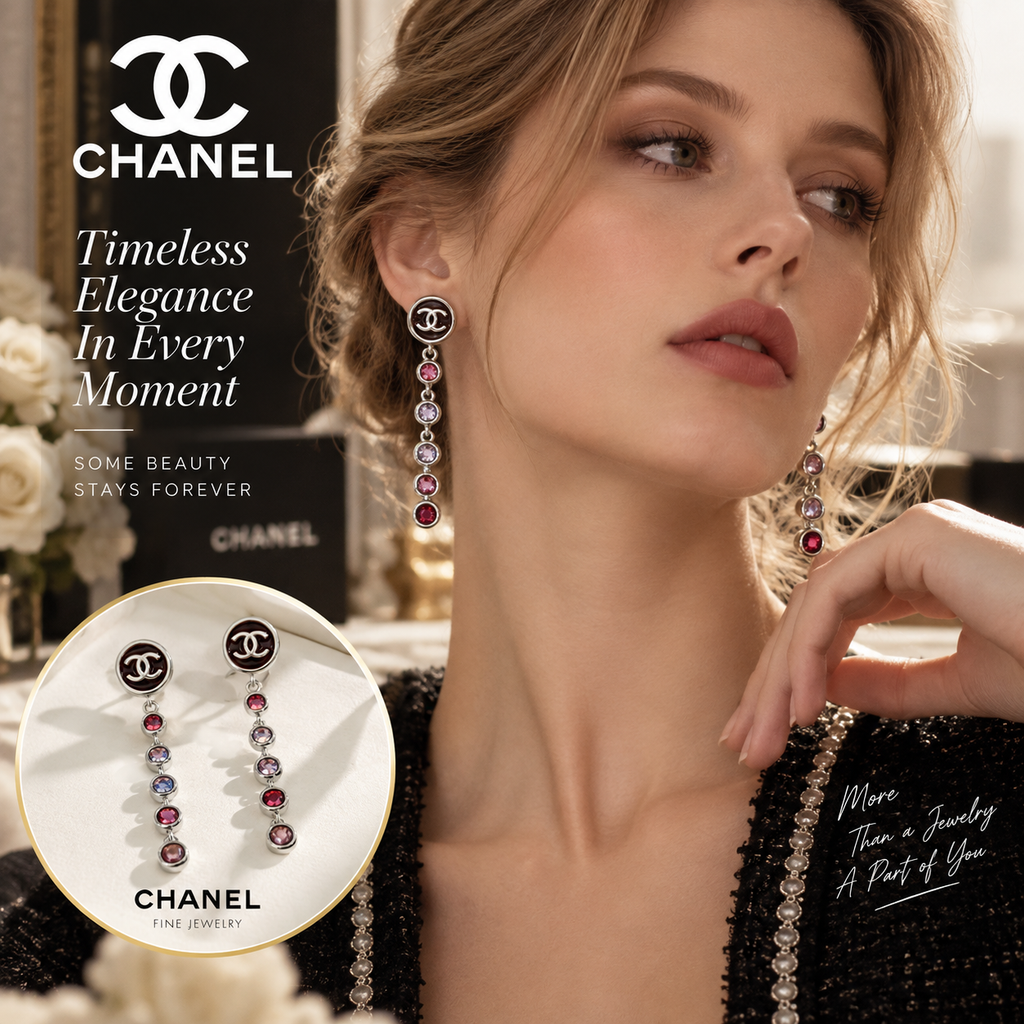 CHANEL Crystal Enamel Tassel Necklace