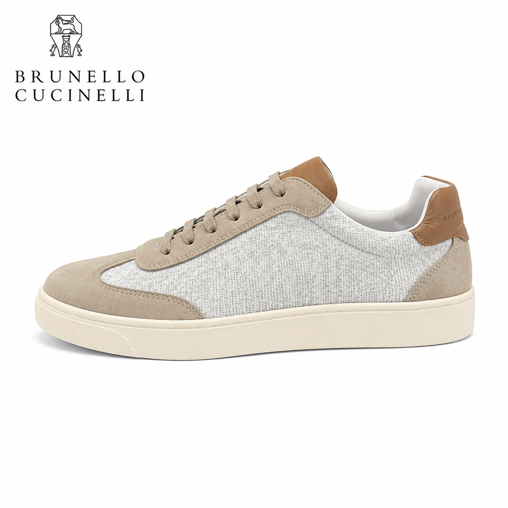 Brunello Cucinelli Textured Contrast-Panel Sneakers