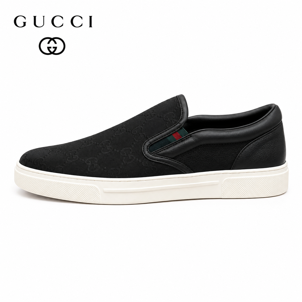 GUCCI Men's GG Monogram Slip-On Sneakers – Black