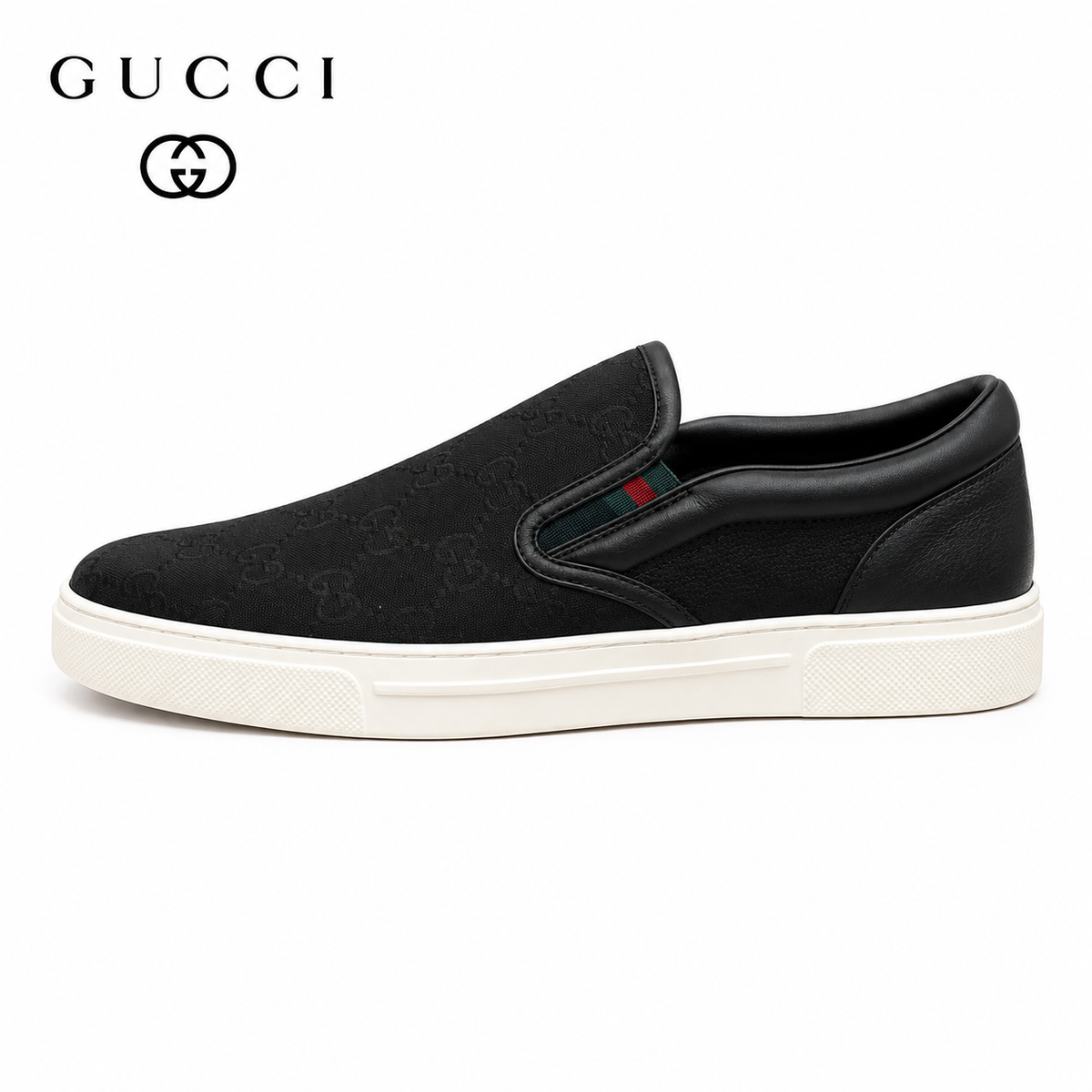 GUCCI Men's GG Monogram Slip-On Sneakers – Black