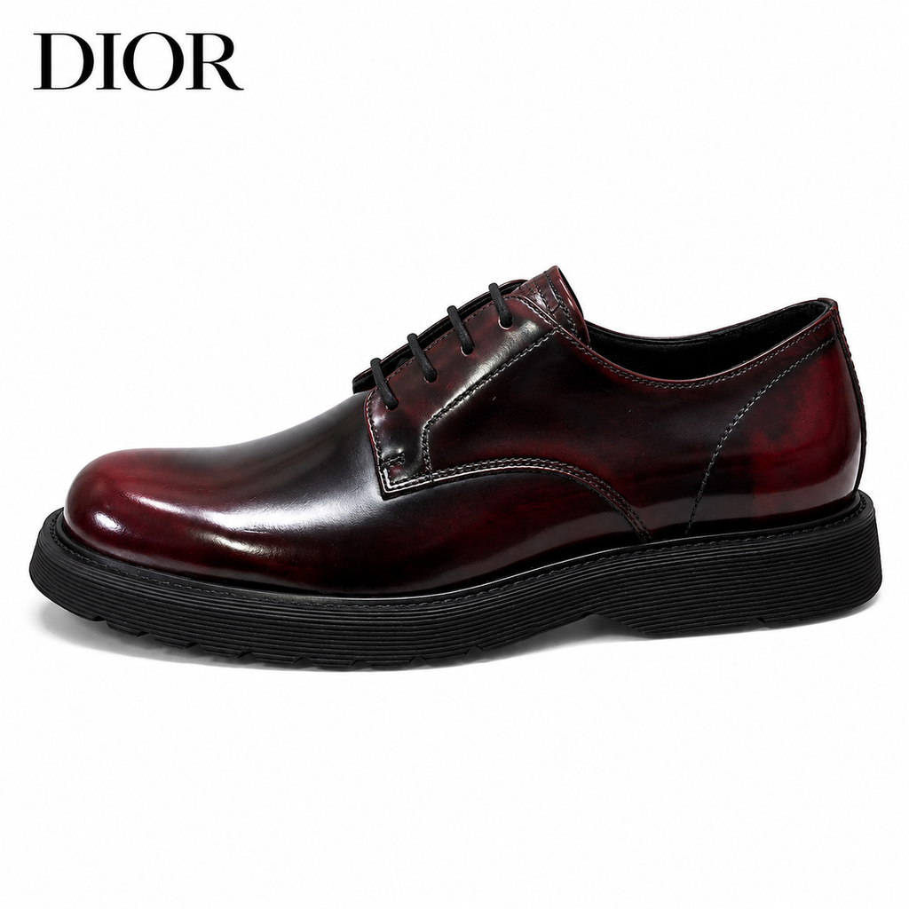 Dior Men's Polished Leather Lace-Up Platform Derby Shoes