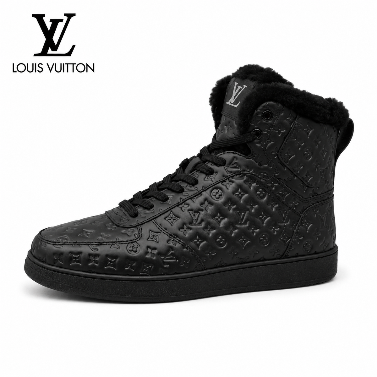Louis Vuitton Rivoli High-Top Boot — Embossed Leather & Shearling