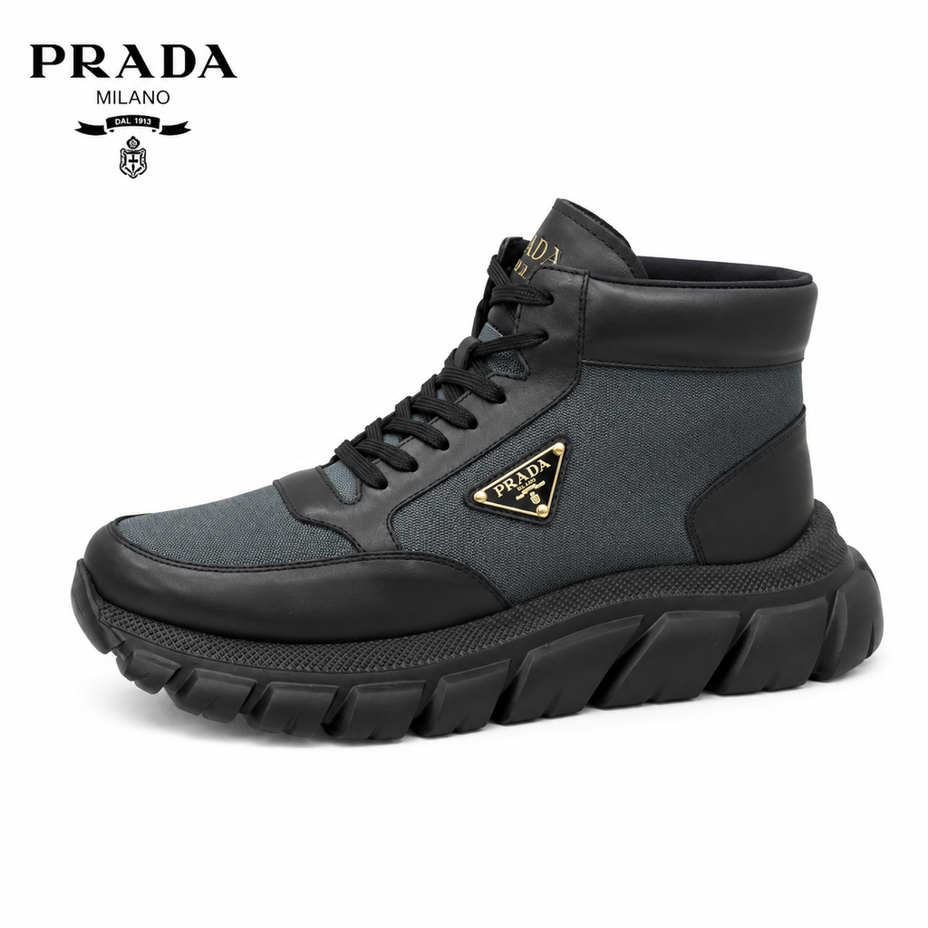 Prada High-Top Technical Fabric Sneaker Boots