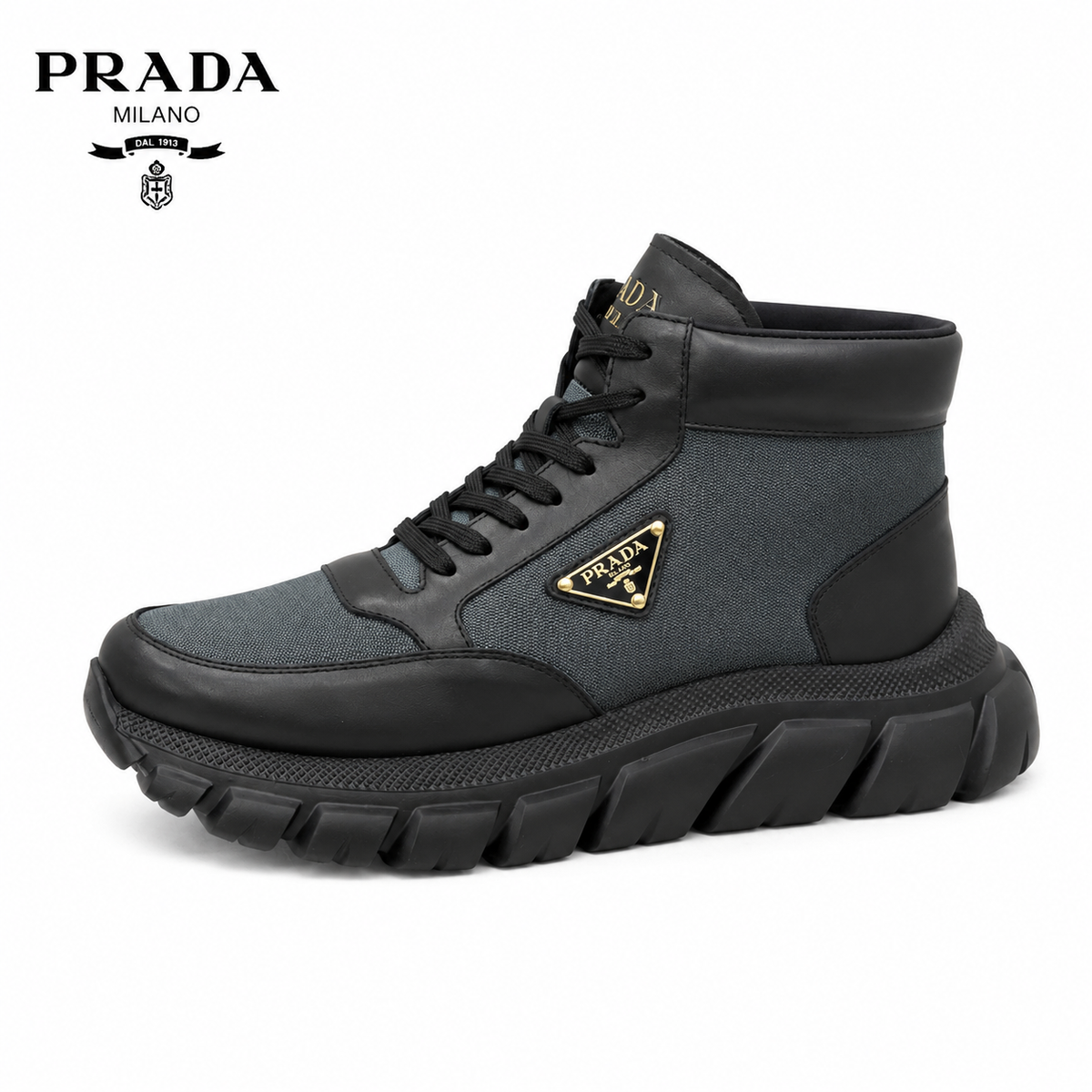 Prada High-Top Technical Fabric Sneaker Boots