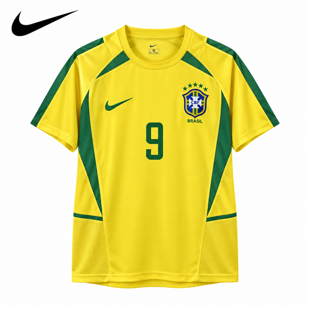 Nike Brazil 2002 Home Ronaldo #9 Soccer Jersey