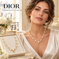 DIOR Pearl-Effect Necklace with Sparkling Accents and CD Pendant