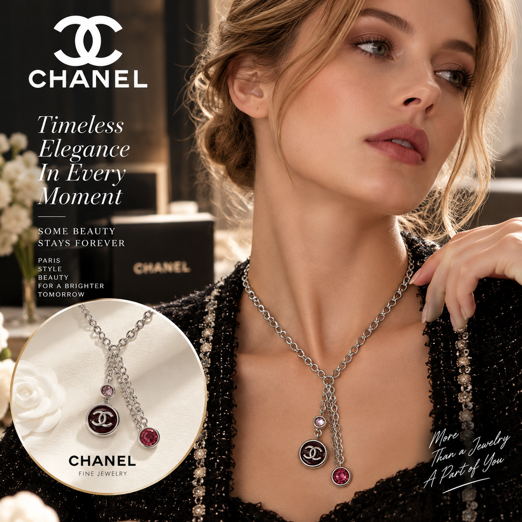CHANEL Crystal Enamel Tassel Necklace