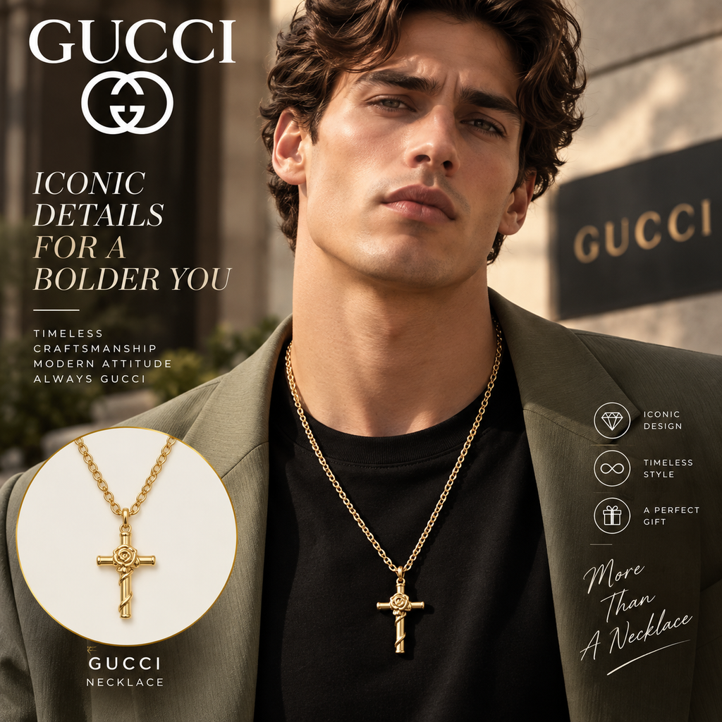 GUCCI Gold-Tone Cross Necklace | Fashion Jewelry